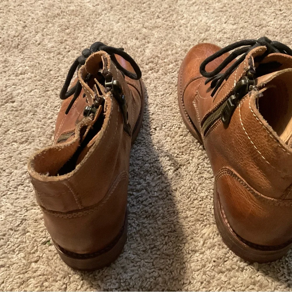 BED|STU Brown Leather Lace-Up Ankle Boots